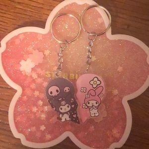 Matching Kuromi and My Melody Sanrio Keychains
